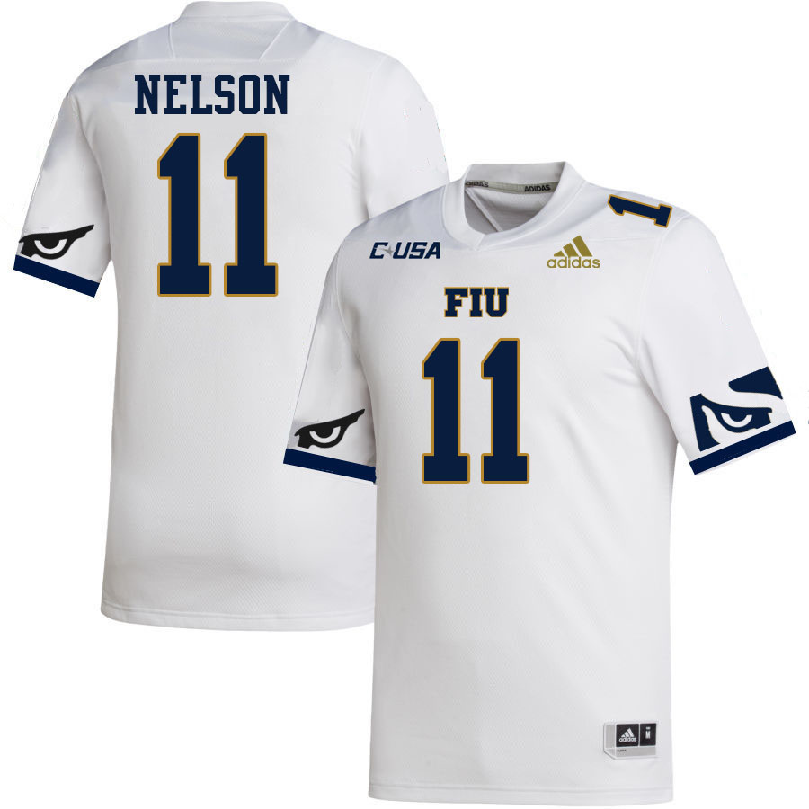 #11 Eric Nelson FIU Jersey, Florida International University Panthers Football Jersey-White